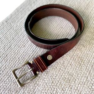 Carhartt Dark Brown Genuine Leather Belt with Silver Buckle Size 40